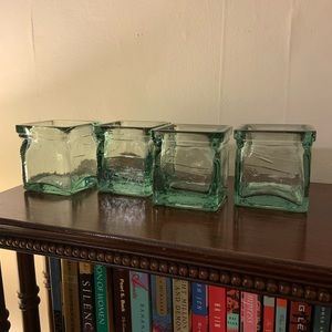 Four Square Glass Candle Holders